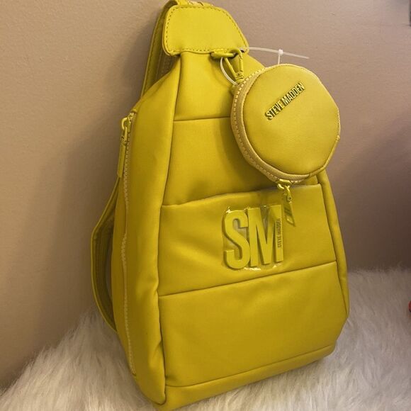 NWT Steve Madden Faux Leather (Bjaya) Backpack w/ AirPods pouch - Yellow - Picture 3 of 10